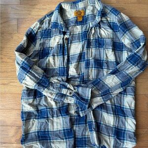 Blue and Cream Plaid Men's Shirt